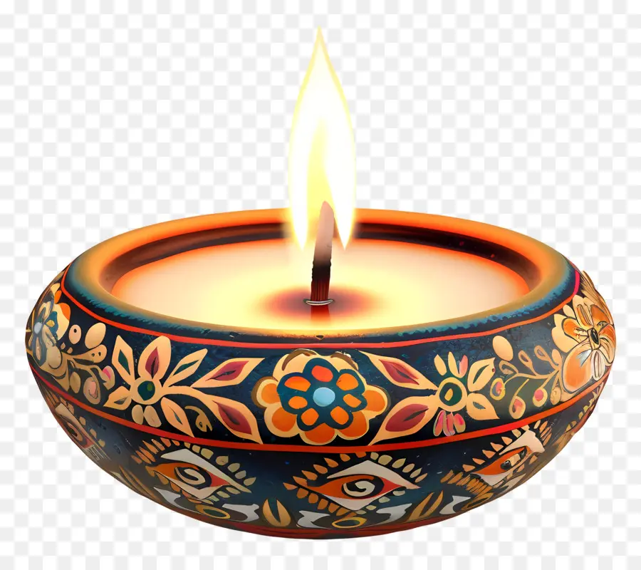 Bougie De Diwali，Bougie Florale PNG