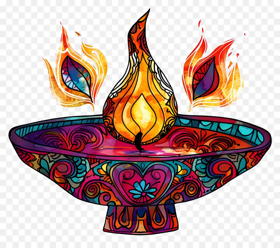 Diwali Diya，Diya Colorée PNG