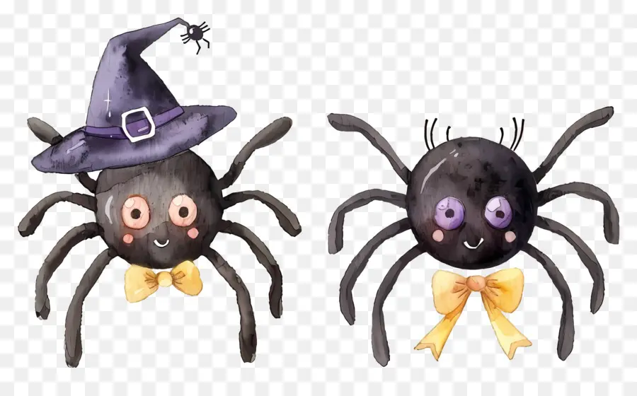 Araignées D'halloween，Araignées Avec Chapeau PNG