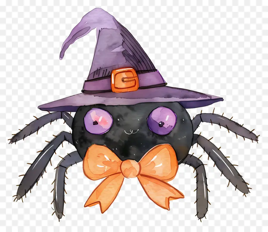 Araignée D'halloween，Araignée Avec Chapeau De Sorcière PNG