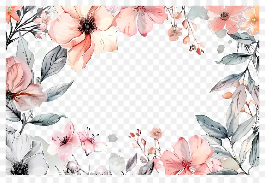 Fond Floral，Bordure Florale PNG