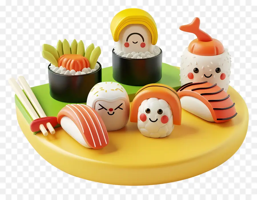 Sushis De Dessin Animé，Assortiment De Sushis PNG