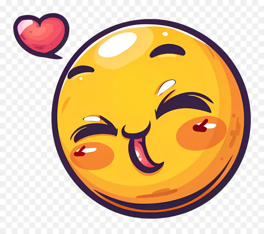 Bisou Smiley，Embrasser Emoji Avec Coeur PNG