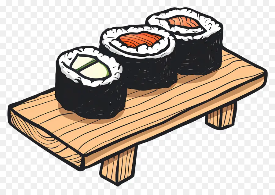 Rouleau De Sushi，Rouleaux De Sushi Sur Plateau PNG