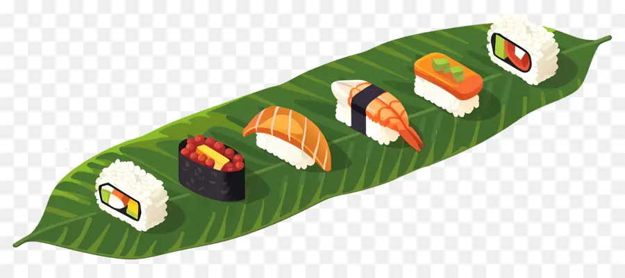 Sushi Sur Feuille，Japonais PNG