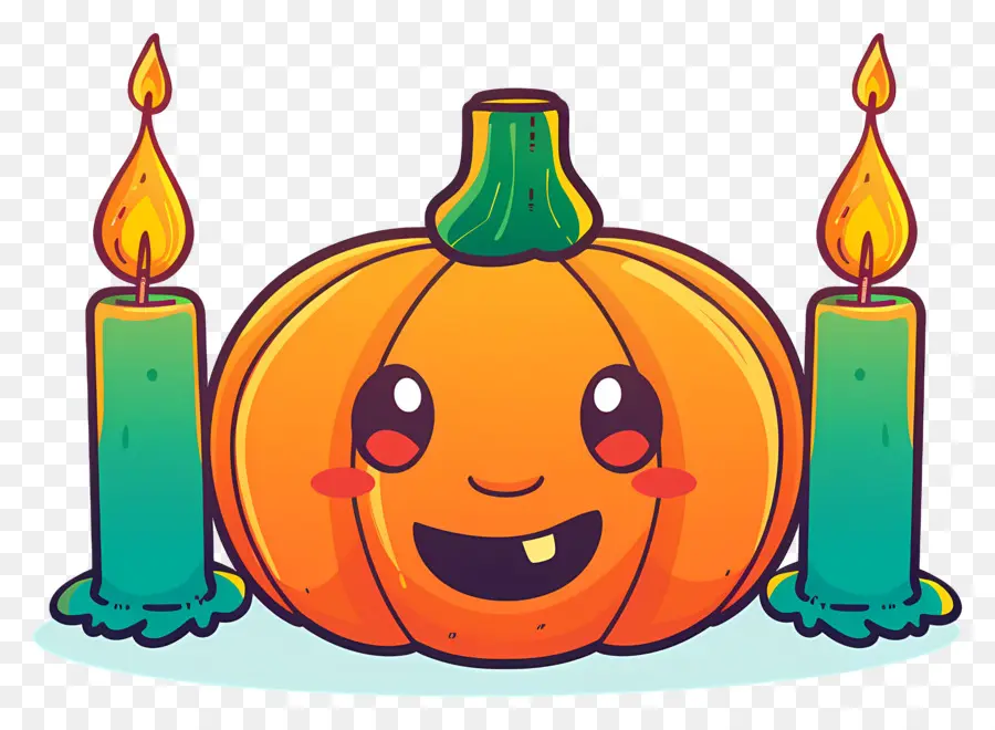 Bougies D'halloween，Jolie Citrouille Avec Des Bougies PNG