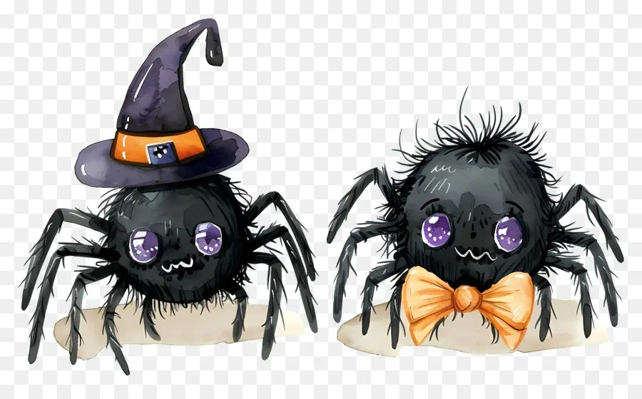 Araignées D'halloween，Araignées Avec Chapeau PNG