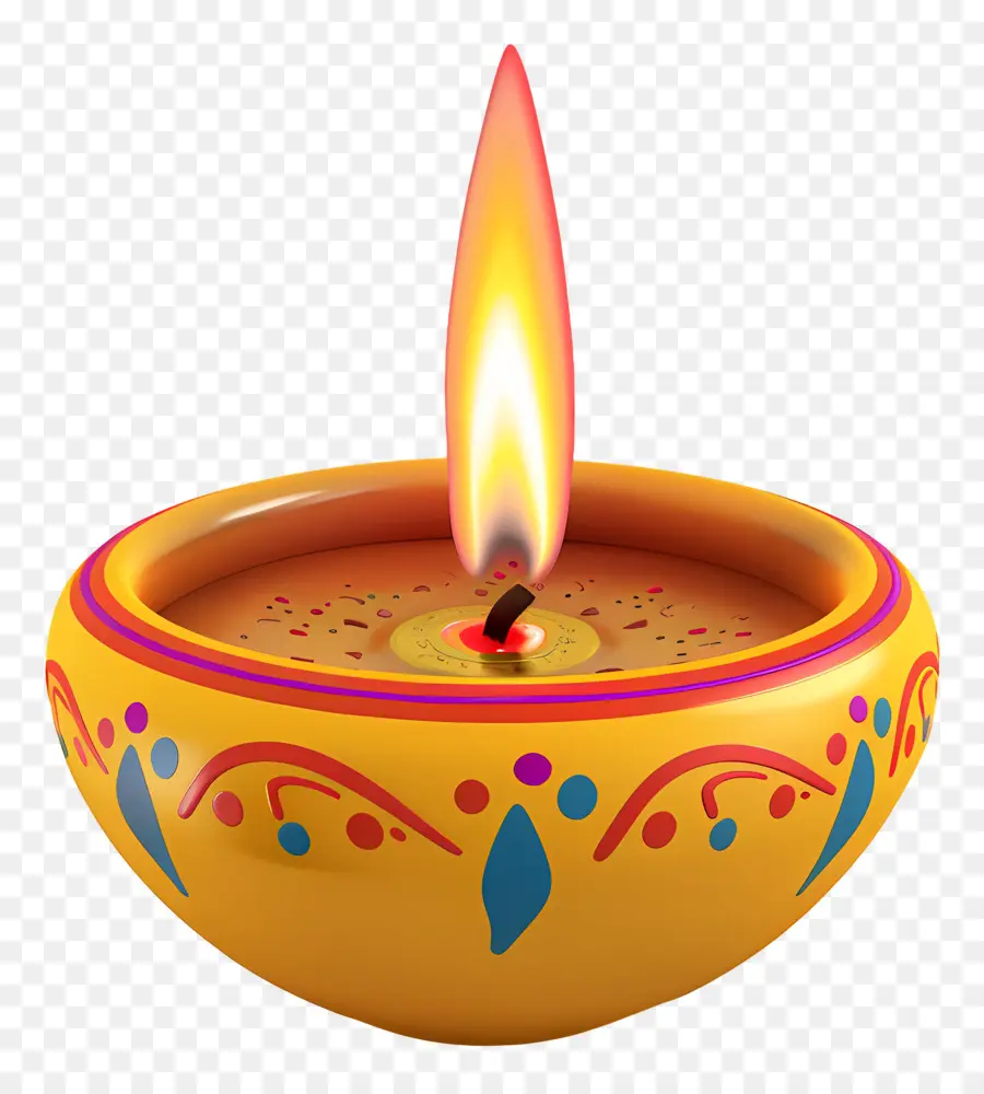 Bougie De Diwali，Lampe à Huile Allumée PNG