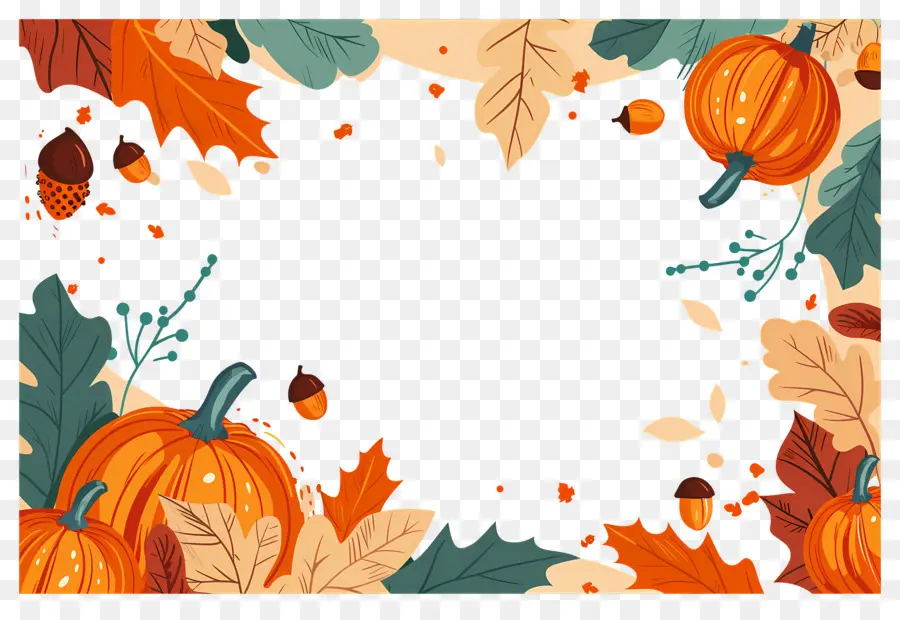 Fond D'automne，Citrouille Et Lanterne PNG