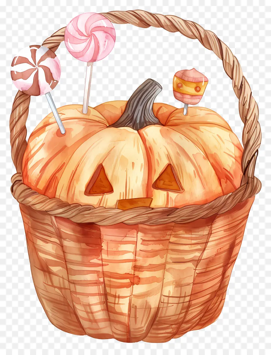 Panier D'halloween，Panier De Citrouille PNG