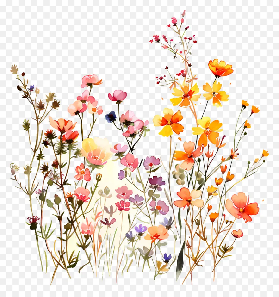 Fond De Fleurs，Fleurs Sauvages PNG