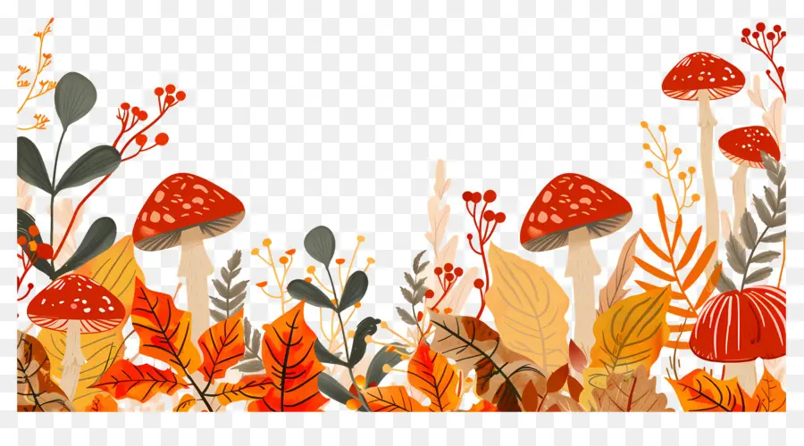 Fond D'automne，Champignons PNG