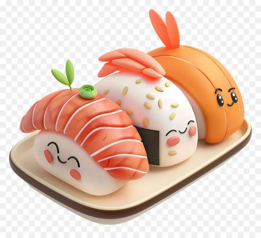 Sushis De Dessin Animé，Ensemble De Sushis PNG