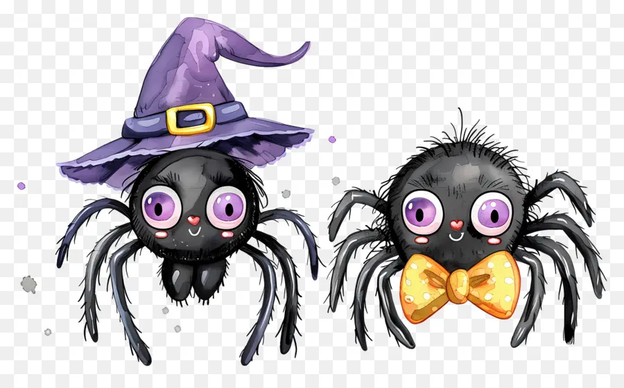 Araignées D'halloween，Araignées Avec Chapeau PNG