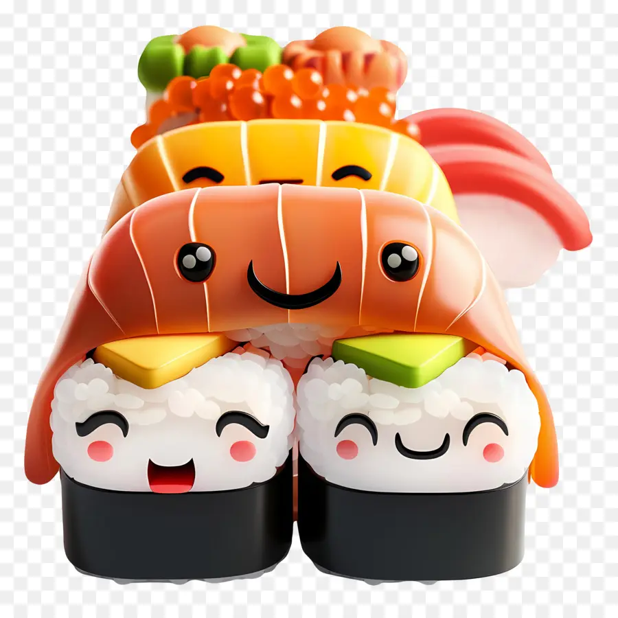 Sushis De Dessin Animé，Pile De Sushis PNG