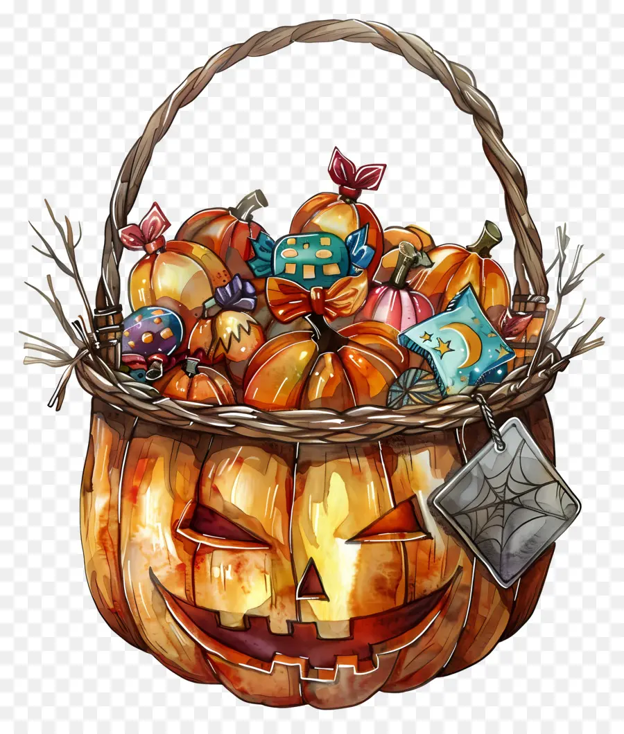 Panier D'halloween，Panier De Citrouille PNG