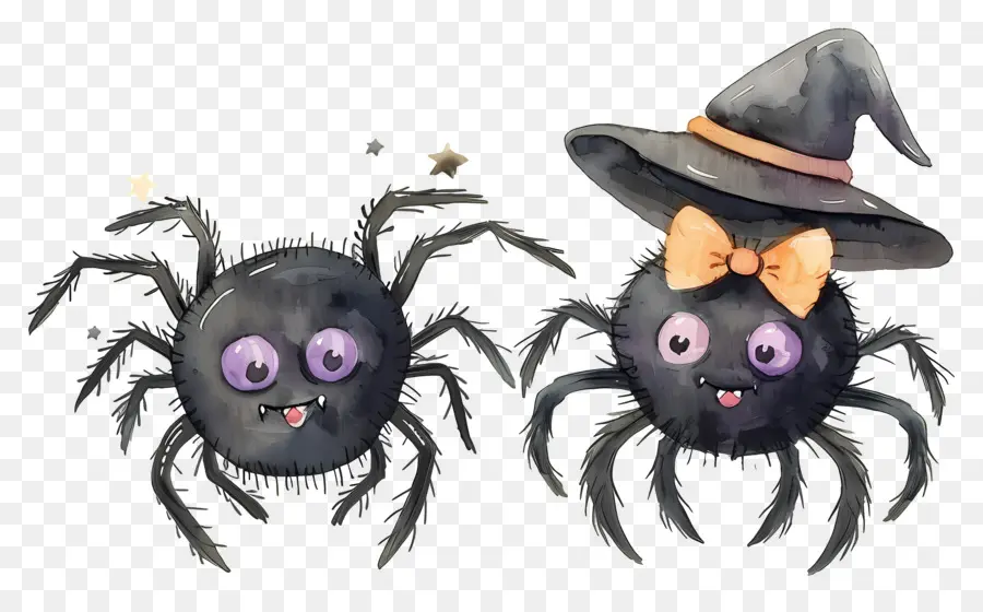 Araignées D'halloween，Araignées Avec Chapeau PNG