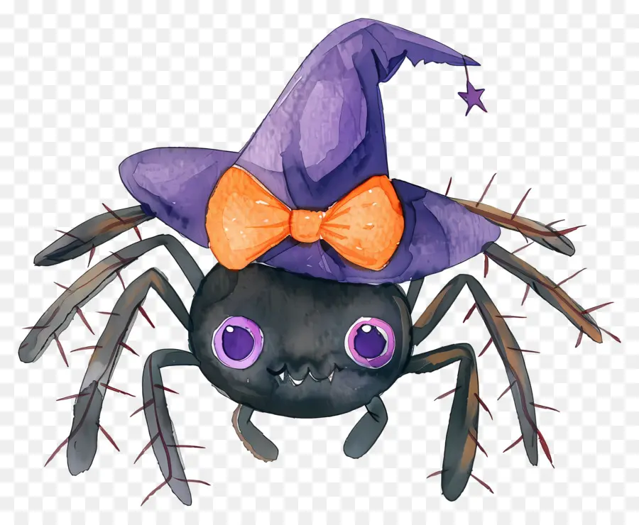 Araignée D'halloween，Araignée Avec Chapeau De Sorcière PNG