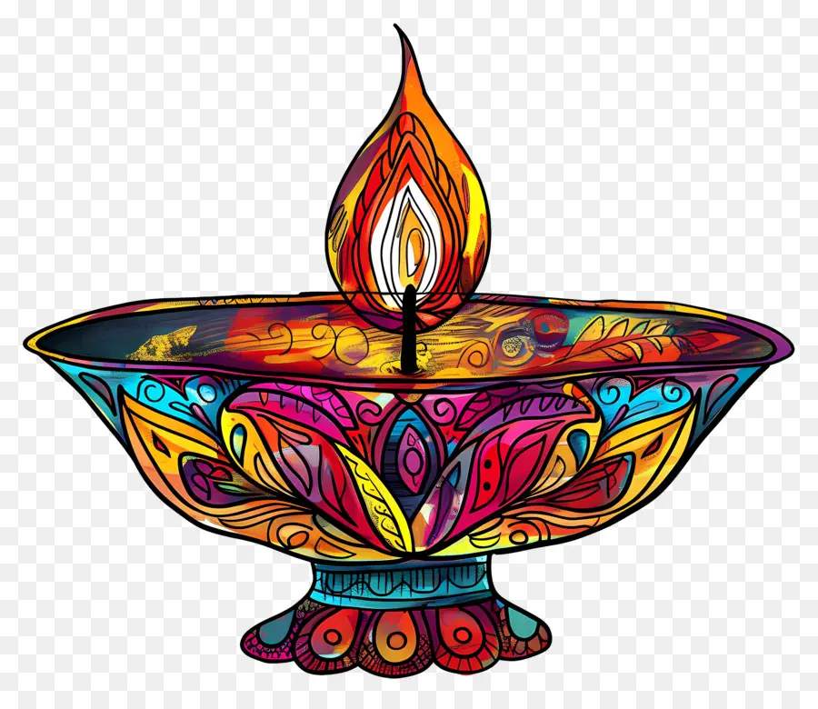 Diwali Diya，Diya Colorée PNG