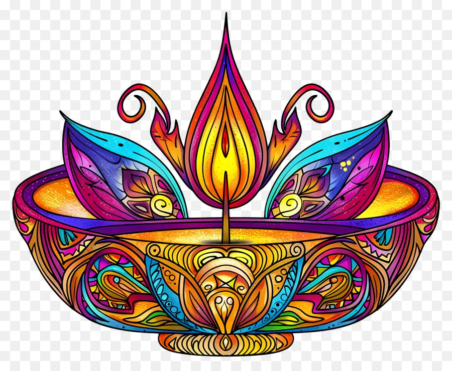 Diwali Diya，Diya Colorée PNG