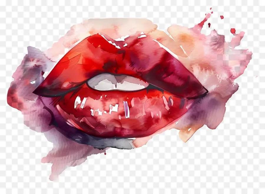 Marque De Baiser，Lèvres Aquarelle PNG