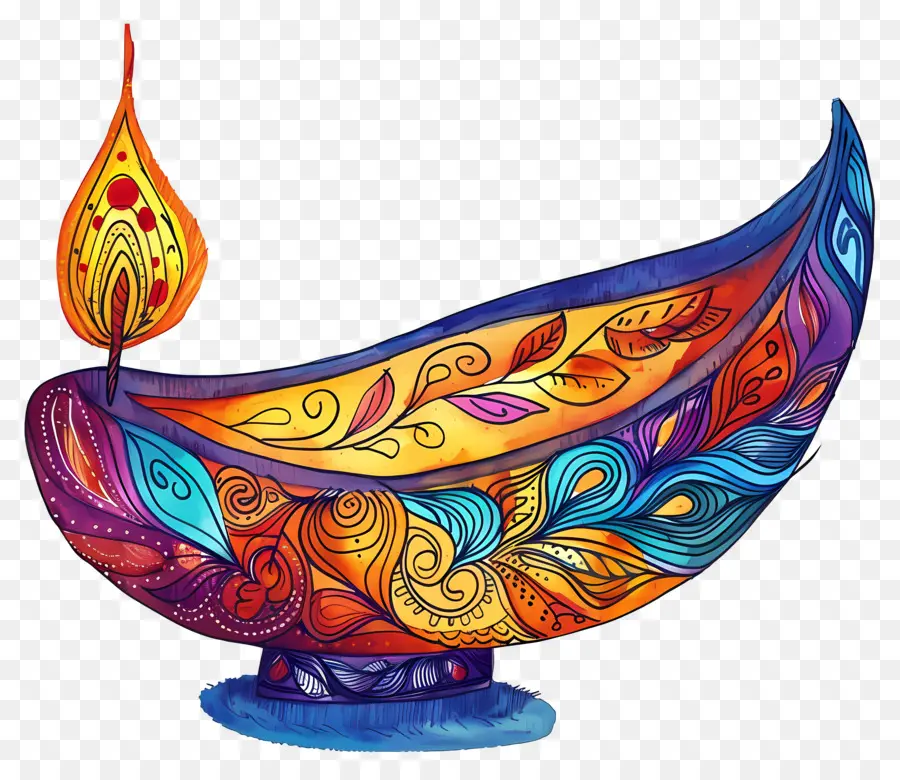 Fleur De Diwali，Diya Colorée PNG