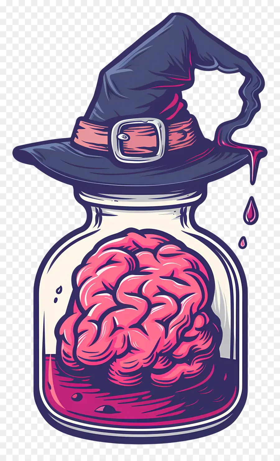 Cerveau Rose，Cerveau En Pot Avec Chapeau De Sorcière PNG