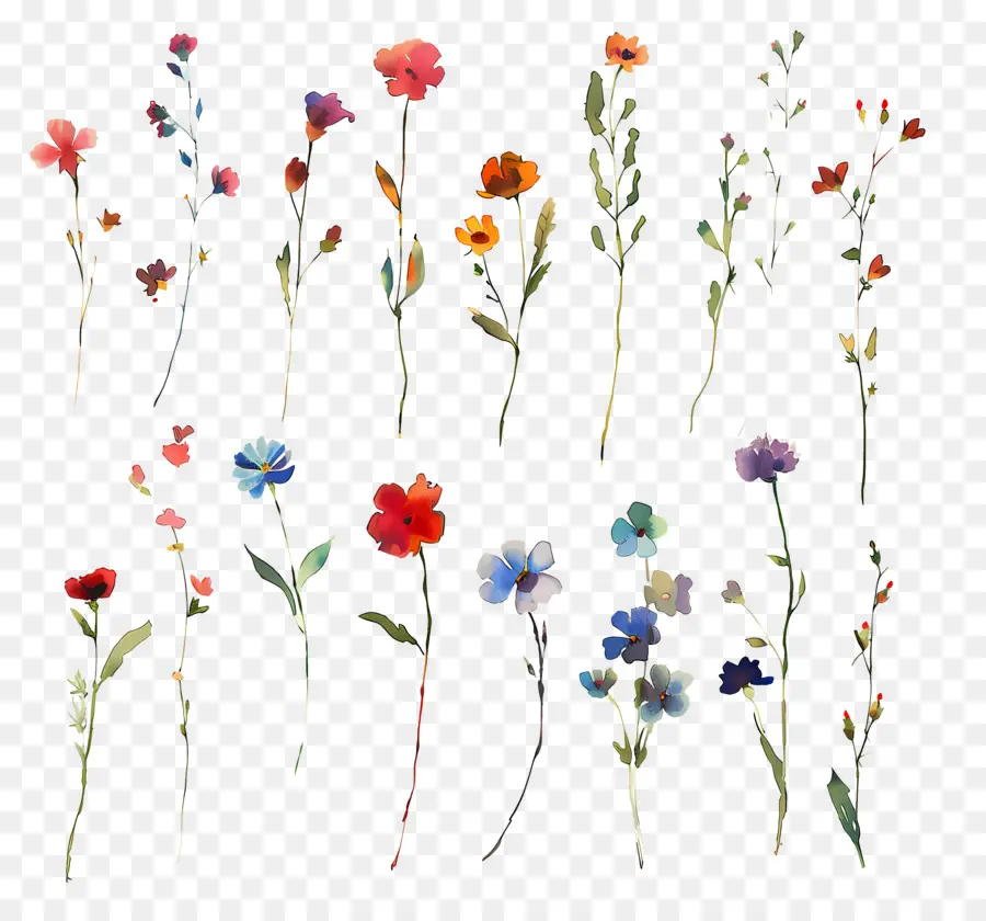 Fond De Fleurs，Fleurs Aquarelles PNG