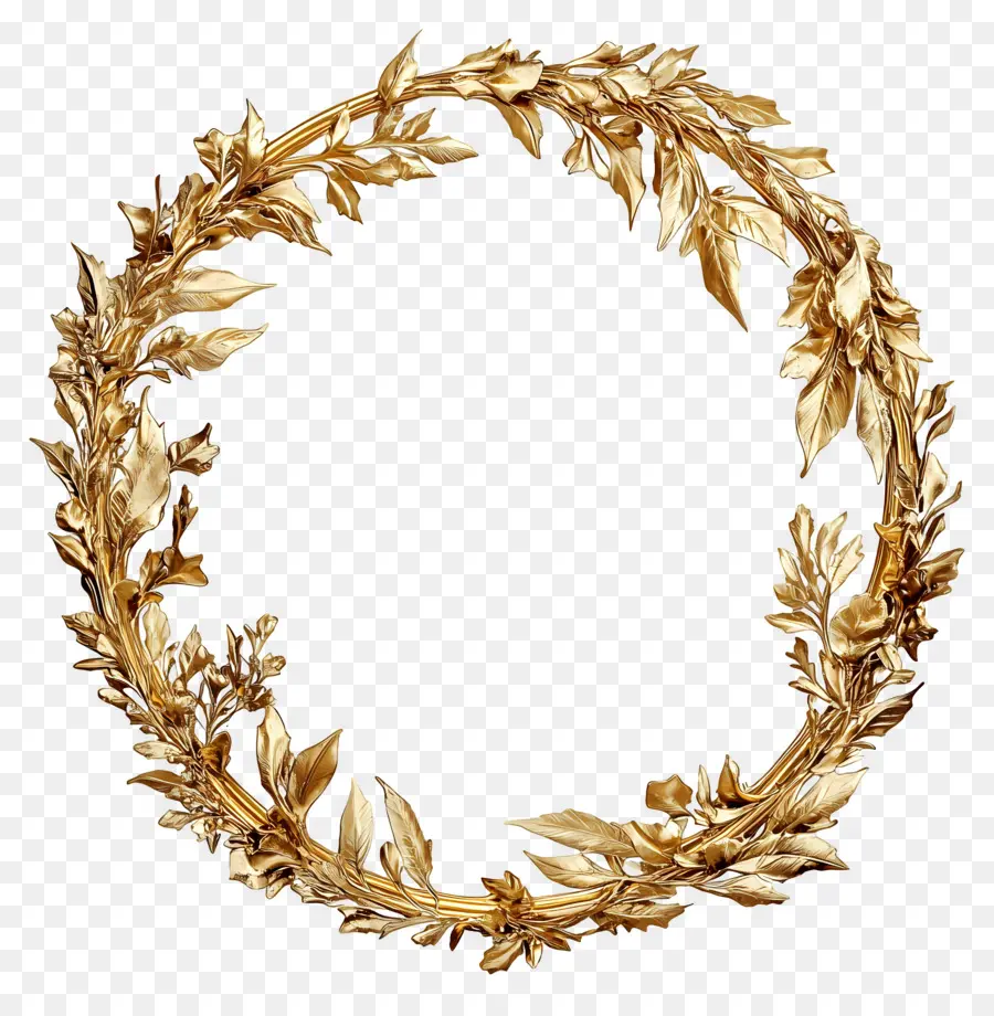 Cadre De Noël Doré，Couronne D'or PNG