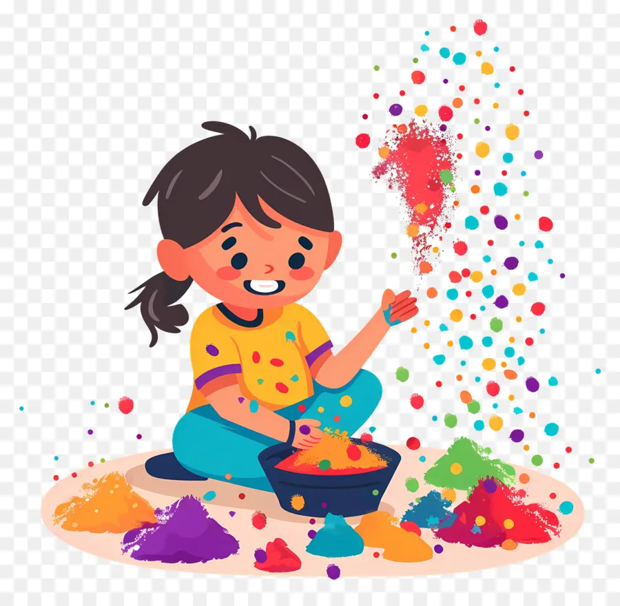 Fond De Holi，Enfant Avec Des Couleurs PNG