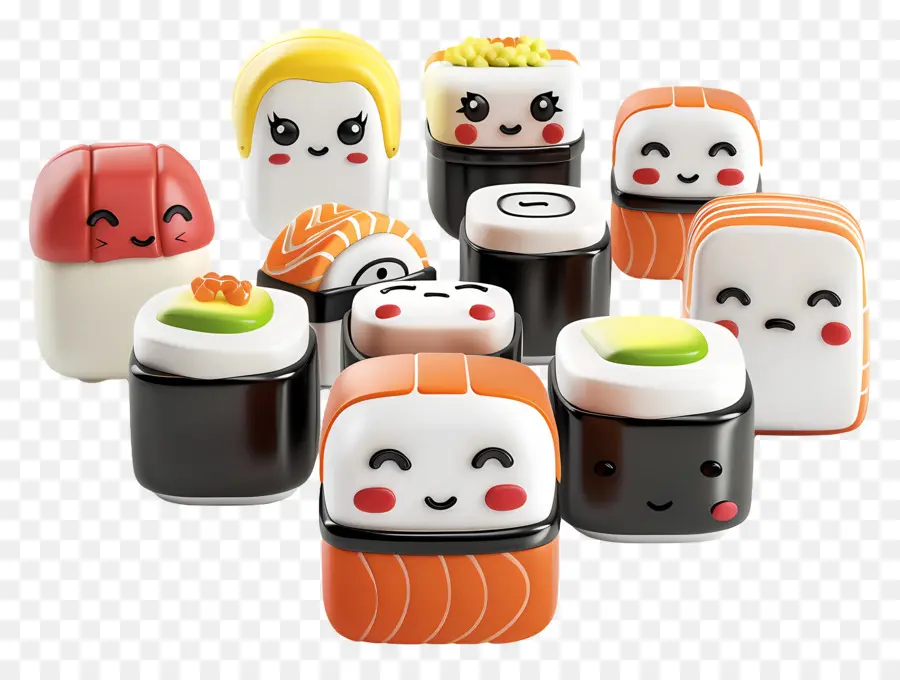 Sushis De Dessin Animé，Collection De Personnages De Sushis PNG