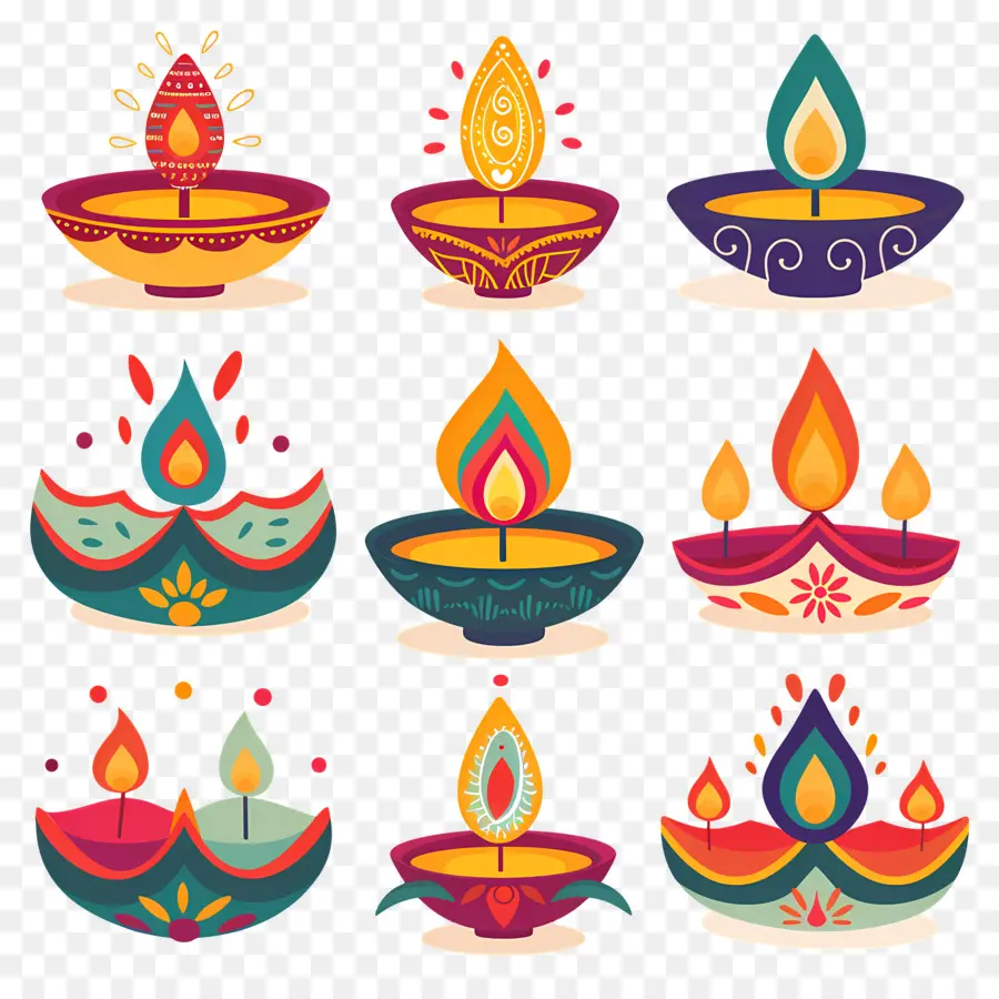 Bougie De Diwali，Diya Colorée PNG