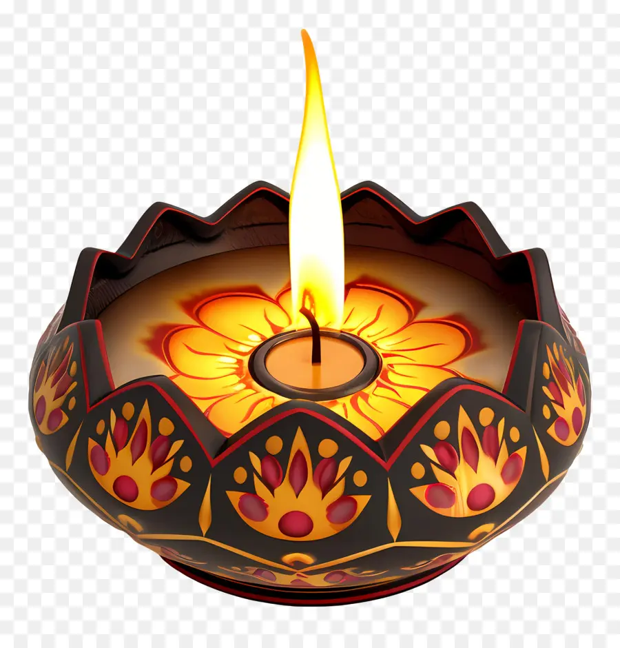 Bougie De Diwali，Bougie Florale PNG