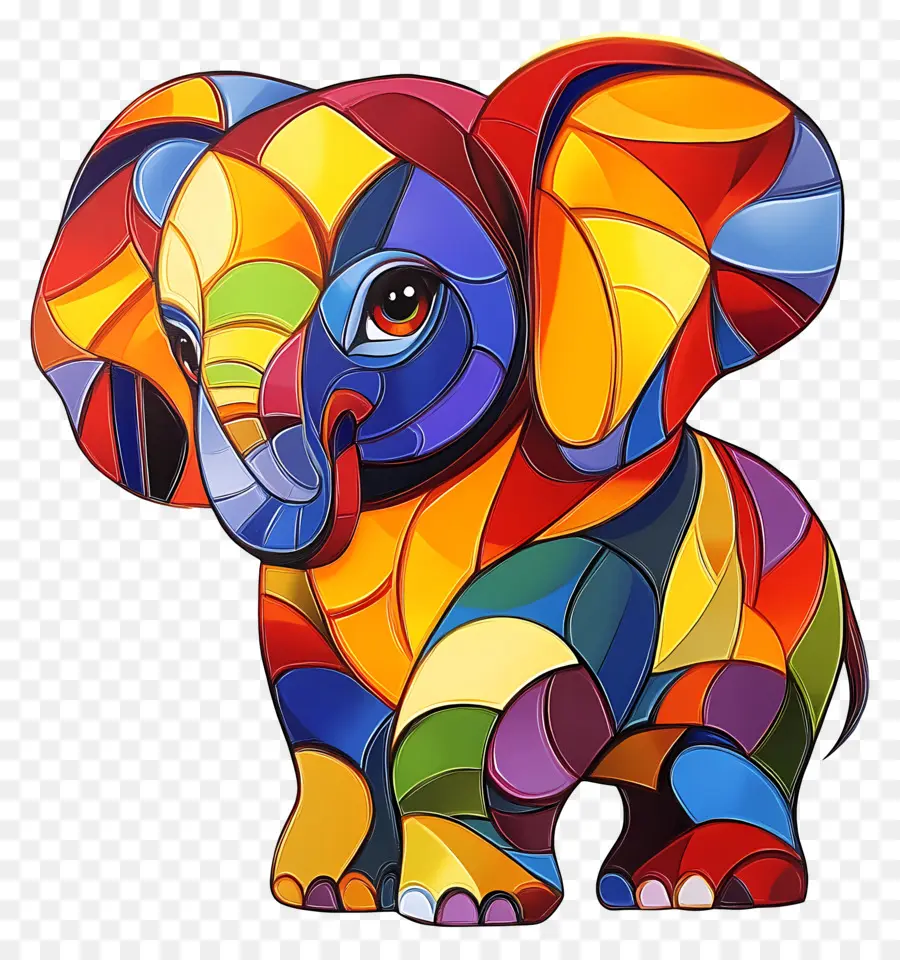 Bébé éléphant，Éléphant En Vitrail PNG