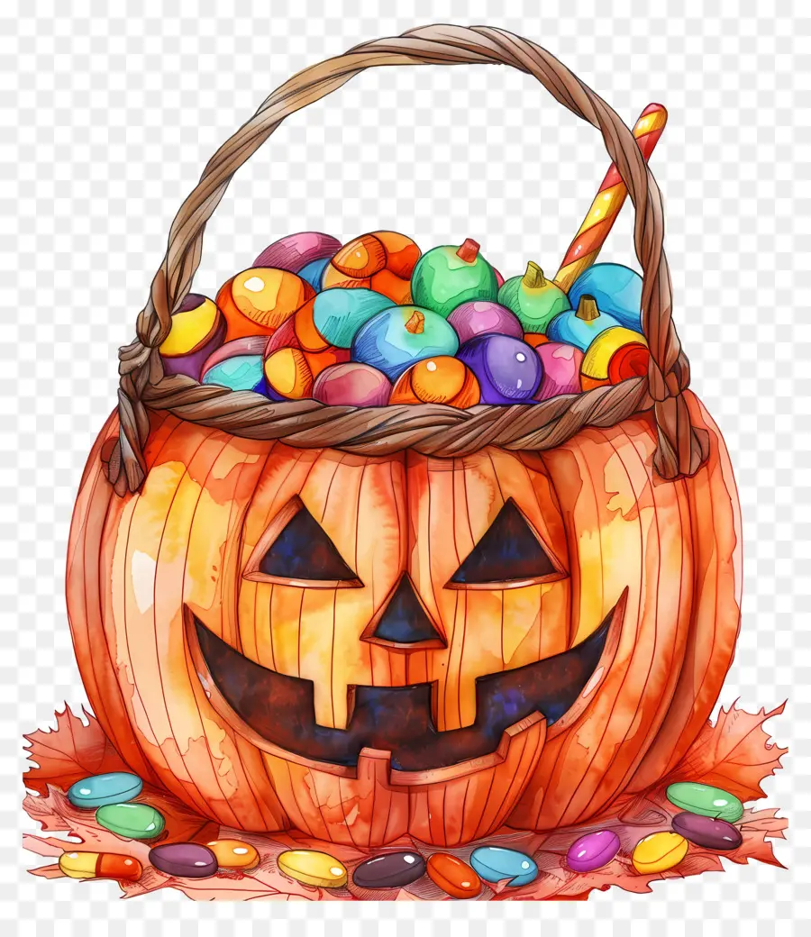 Panier D'halloween，Panier De Citrouille PNG