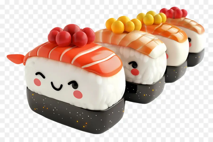 Sushis De Dessin Animé，Gamme De Rouleaux De Sushi PNG