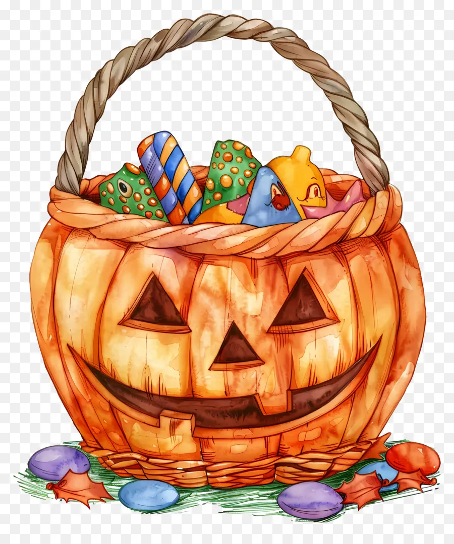 Panier D'halloween，Panier De Citrouille PNG