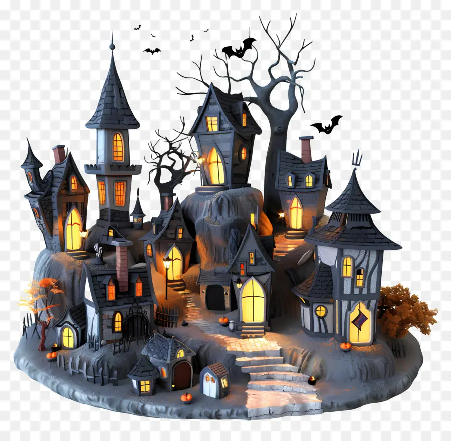 Ville D'halloween，Château Hanté PNG