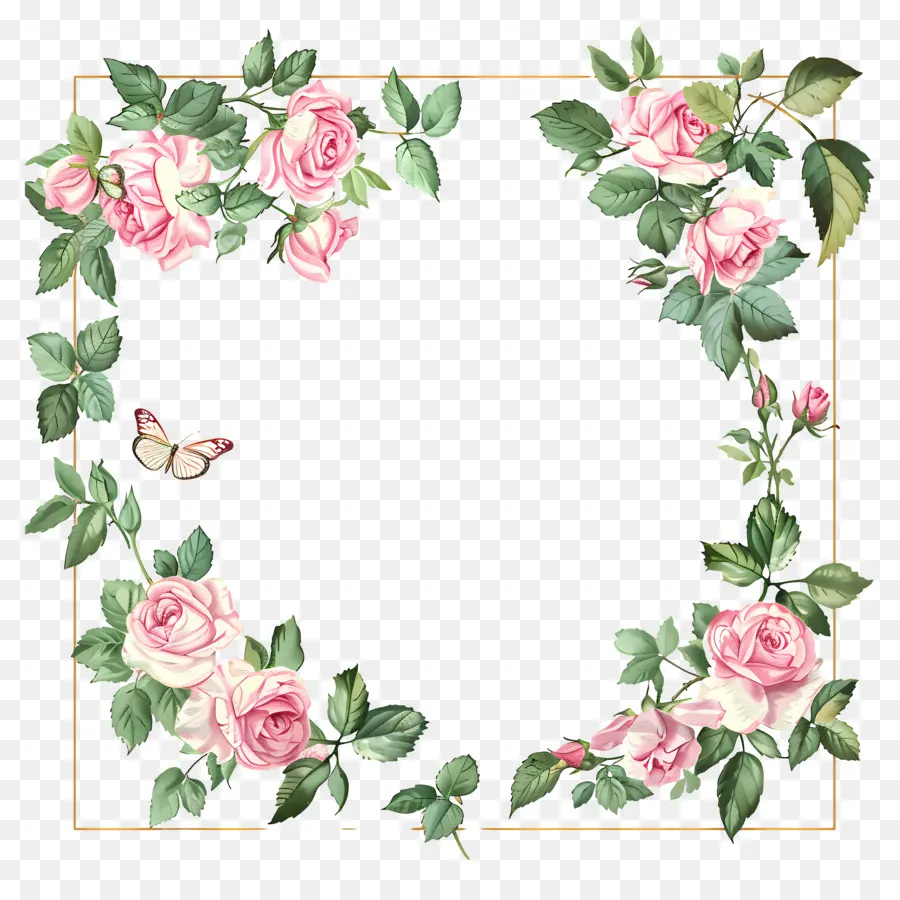 Cadre Rectangulaire，Cadre Floral PNG