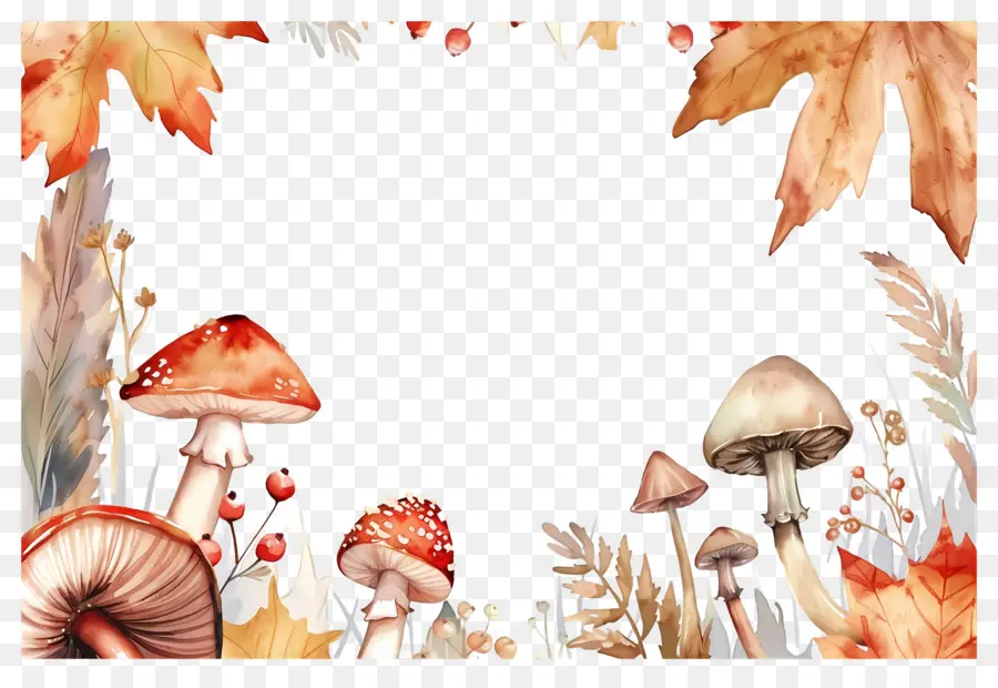 Fond D'automne，Champignons PNG