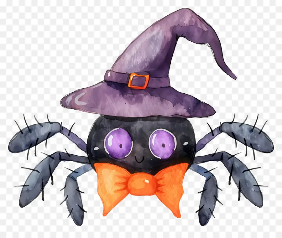 Araignée D'halloween，Araignée Avec Chapeau De Sorcière PNG