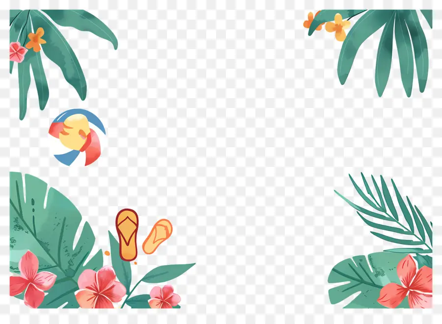 Fond D'été，Feuilles Tropicales PNG