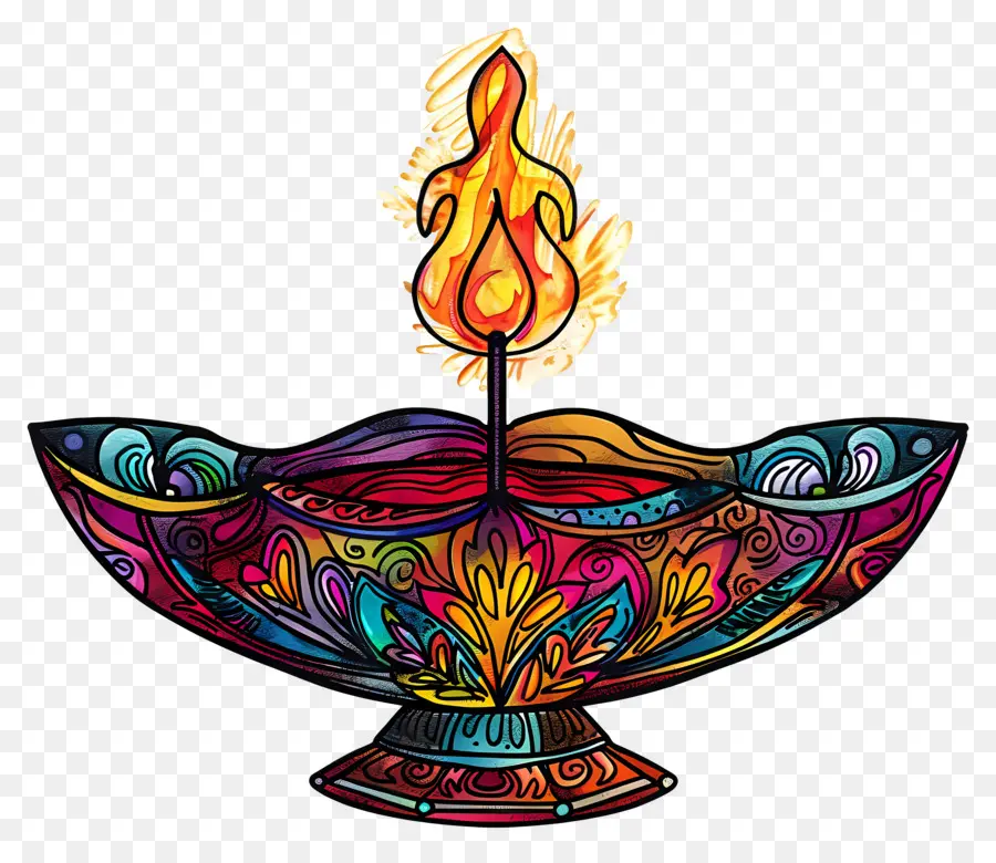 Diwali Diya，Diya Colorée PNG