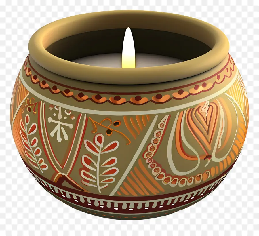 Bougie De Diwali，Bougie à Motifs PNG