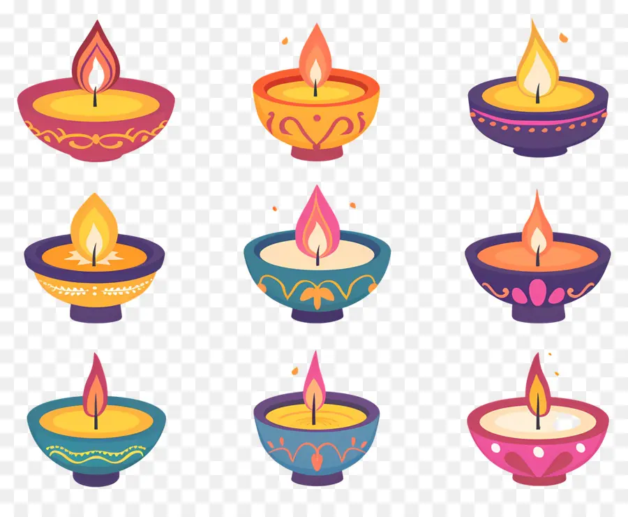 Bougie De Diwali，Diya Pastel PNG