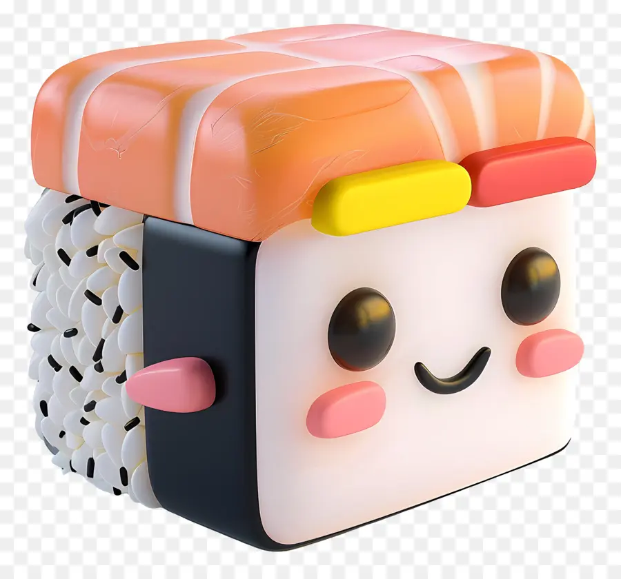 Sushis De Dessin Animé，Cube De Sushi Souriant PNG