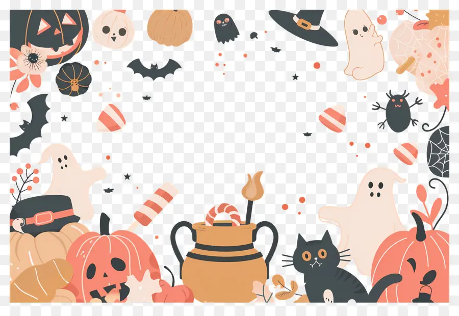 Fond D'halloween，Cadre D'halloween PNG