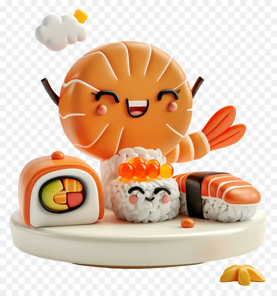 Sushis De Dessin Animé，Plateau De Sushis PNG