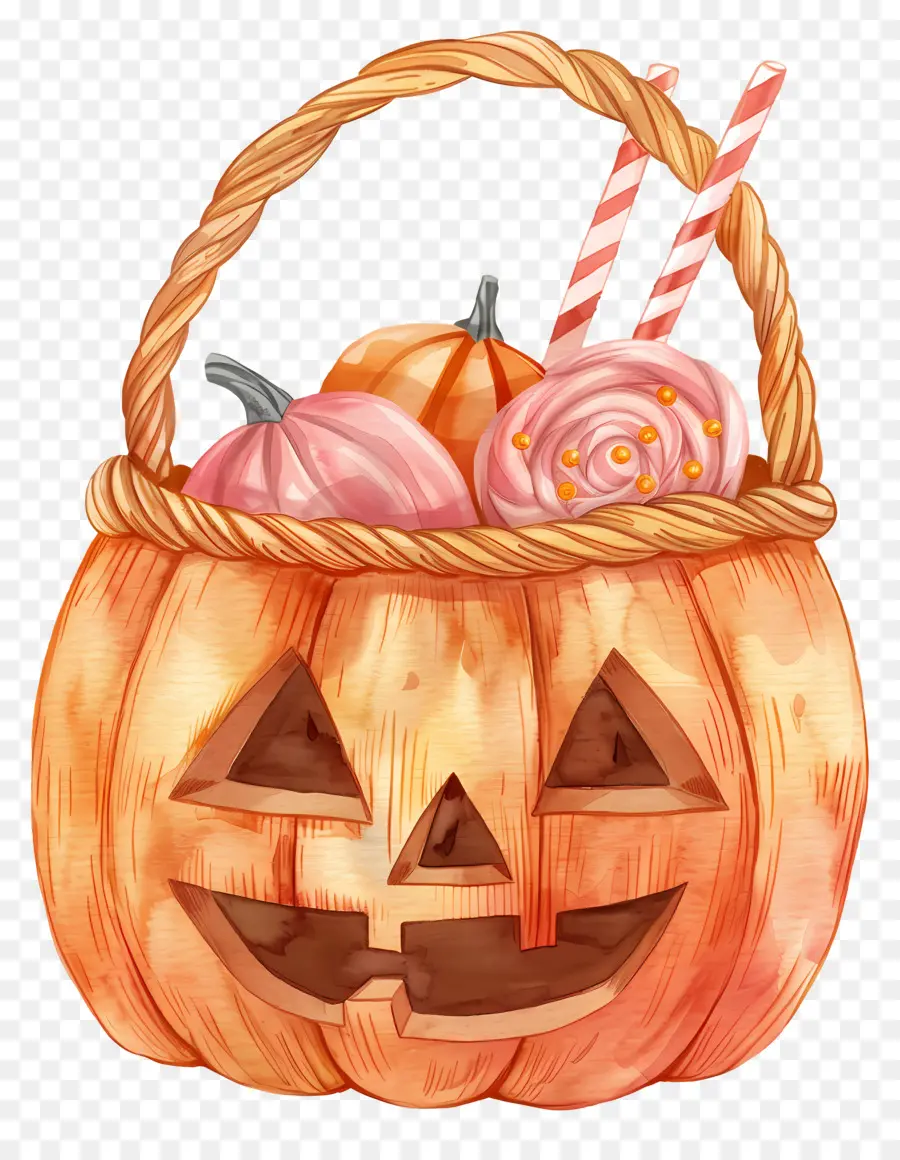 Panier D'halloween，Panier De Citrouille PNG