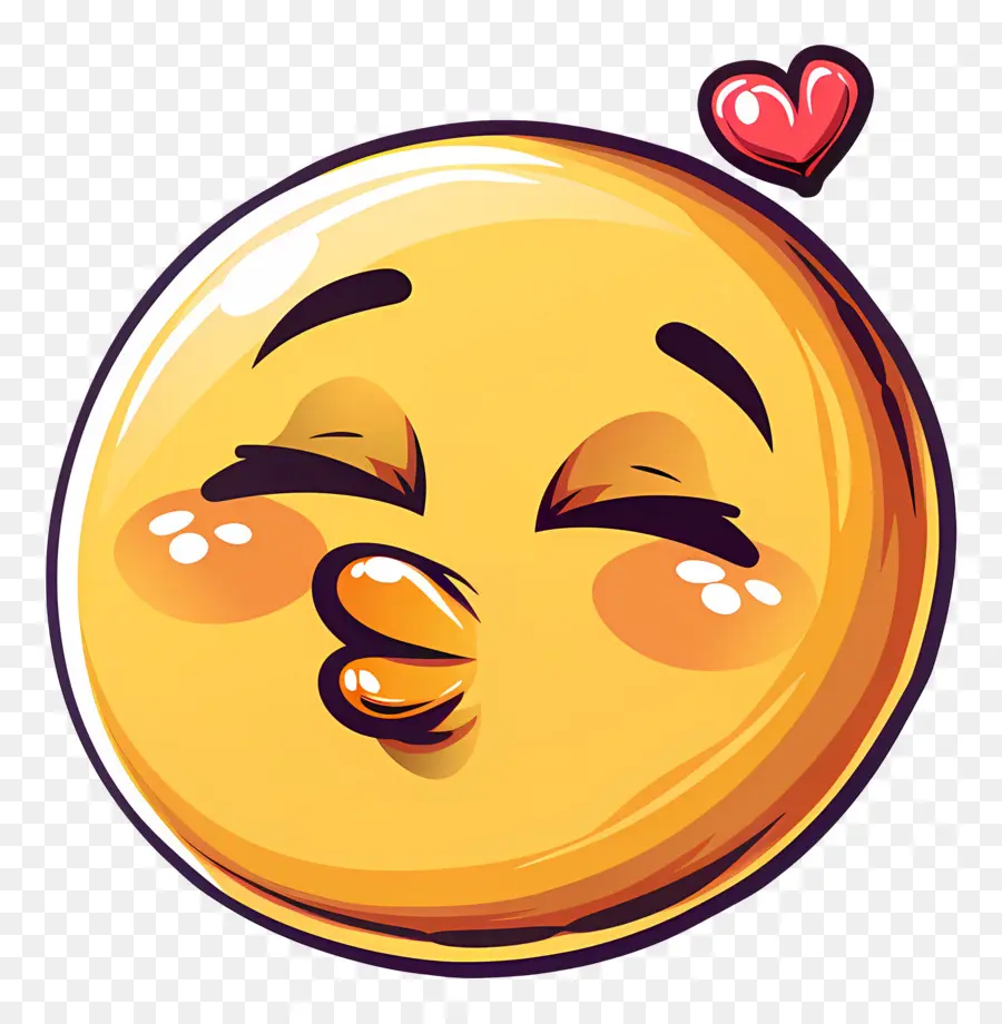 Bisou Smiley，Embrasser Emoji Avec Coeur PNG